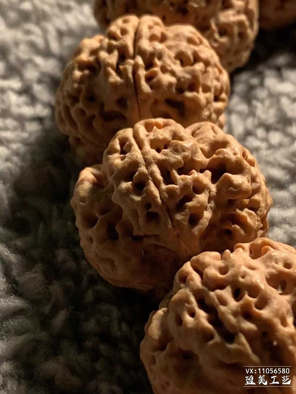 尼泊尔毕业五瓣大金刚菩提手串 平头平尾铁籽巨肉梅花粗龙纹