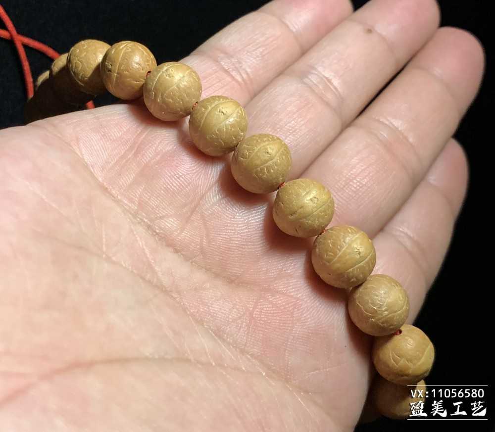 尼泊尔纯正黄皮小凤眼菩提单圈手串 11mm高密铁籽原皮原色