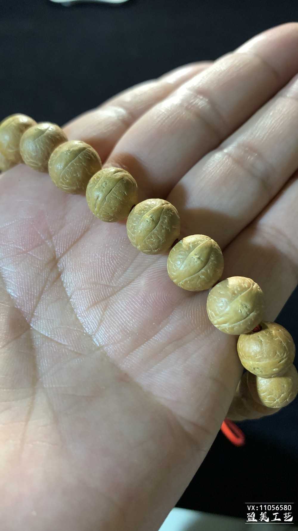 尼泊尔纯正黄皮小凤眼菩提单圈手串 11mm高密铁籽原皮原色