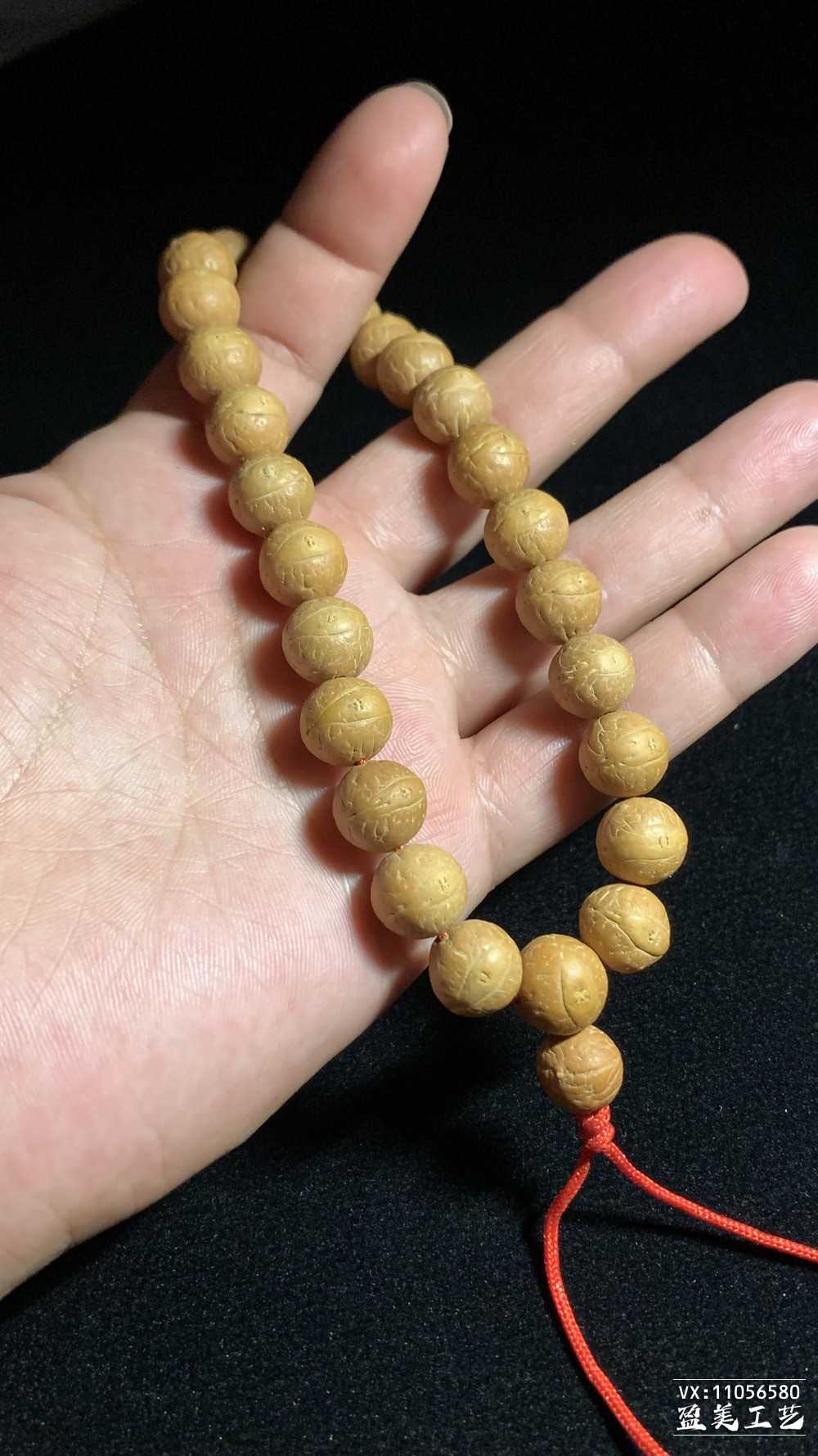 尼泊尔纯正黄皮小凤眼菩提单圈手串 11mm高密铁籽原皮原色